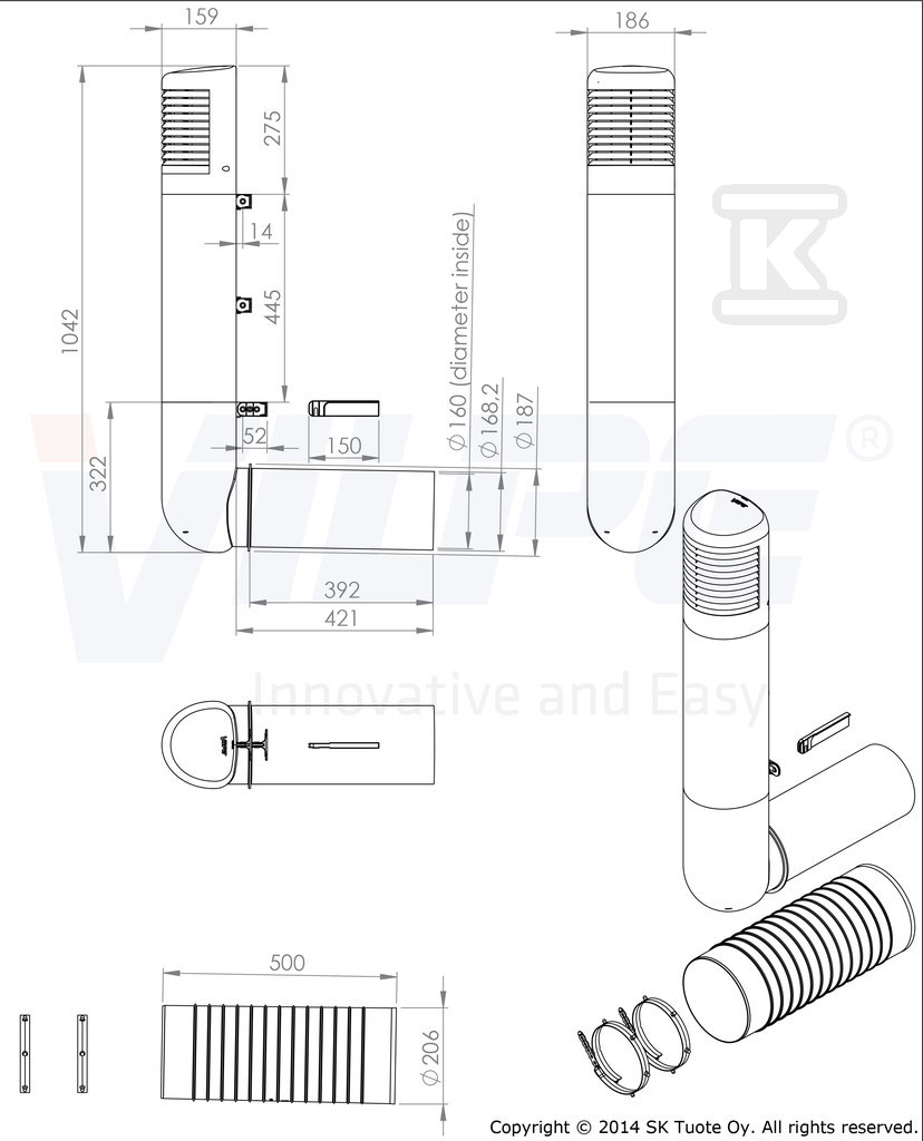 Ventilation hose ROSS ᴓ160/170 - Off - 790370